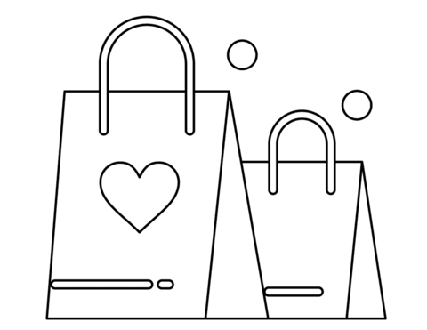 Valentine'S Day Shopping Handbags Coloring Page